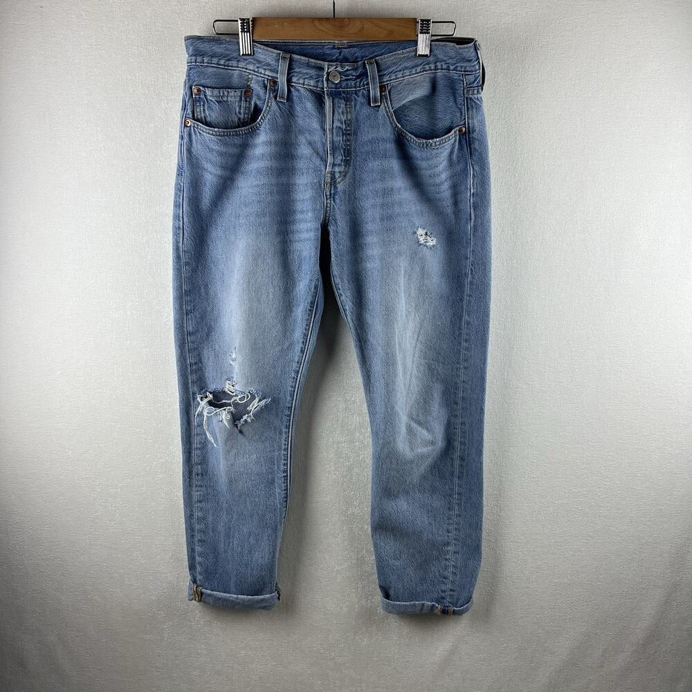 Levi’s 501 T Women’s W30 L28 Button Fly Slim Taper Ripped Knee Jeans